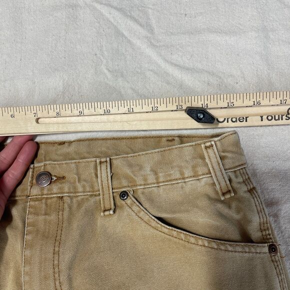 Dickies Work Pants Mens 32x3x Beige Canvas Work Wear Relaxed Fit Carpenter Logo - Picture 11 of 14
